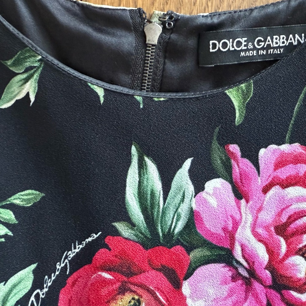 Dolce & Gabbana Black Dress with Pink and Red Floral Print - Picture 3 of 6
